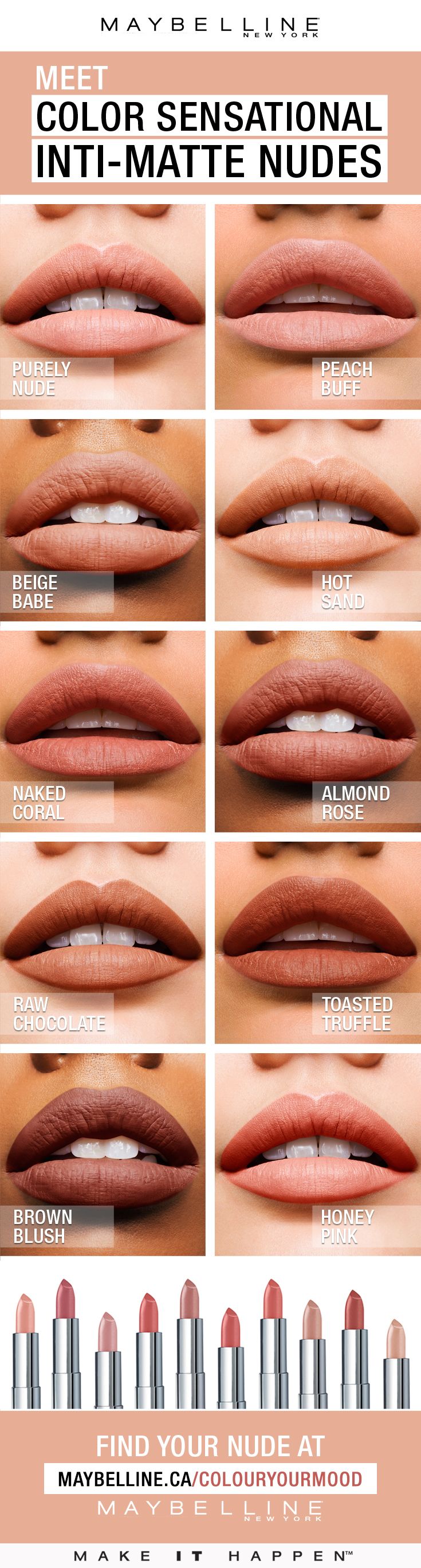 Color Sensational® Inti-Matte Nude lipstick features warm, golden pigments that...