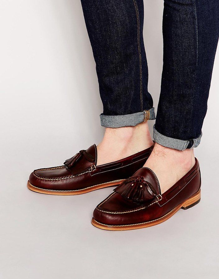 $226, Burgundy Leather Tassel Loafers: G.H. Bass Gh Bass Tassel Loafers. Sold by...