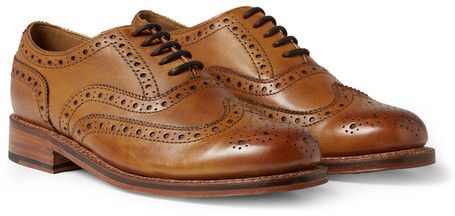 $405, Brown Leather Brogues: Stanley Leather Wingtip Brogues by Grenson. Sold by...