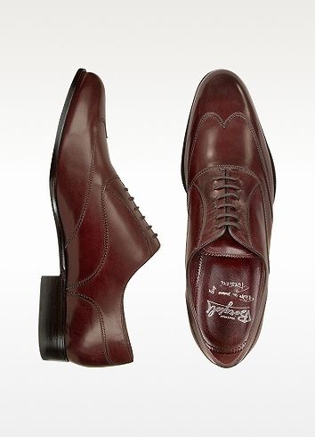 $480, Handmade Burgundy Italian Leather Wingtip Oxford Shoes by Fratelli Borgiol...