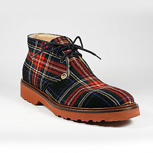 Cesare Paciotti Men Shoes 308 Madison Tartan Rosso Fabric Short Boots (CPM2210)