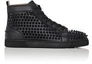 Christian Louboutin Men's Louis Flat High-Top Sneakers-Black