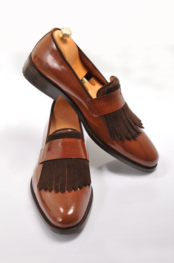 Handmade Wooden Brown Loafer Men Shoes