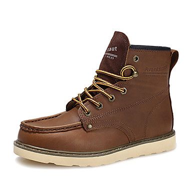 Leather Men's Flat Heel Comfort Ankle Combat Boots(More Colors) - USD $ 35.0...