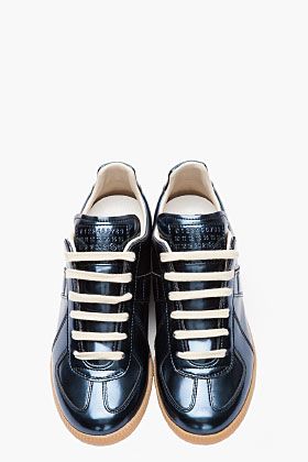 MAISON MARTIN MARGIELA Metallic blue leather Low Top sneakers