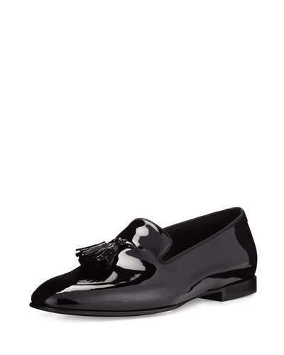 TOM FORD Chesterfield Patent Leather Tassel-Front Loafer, Black