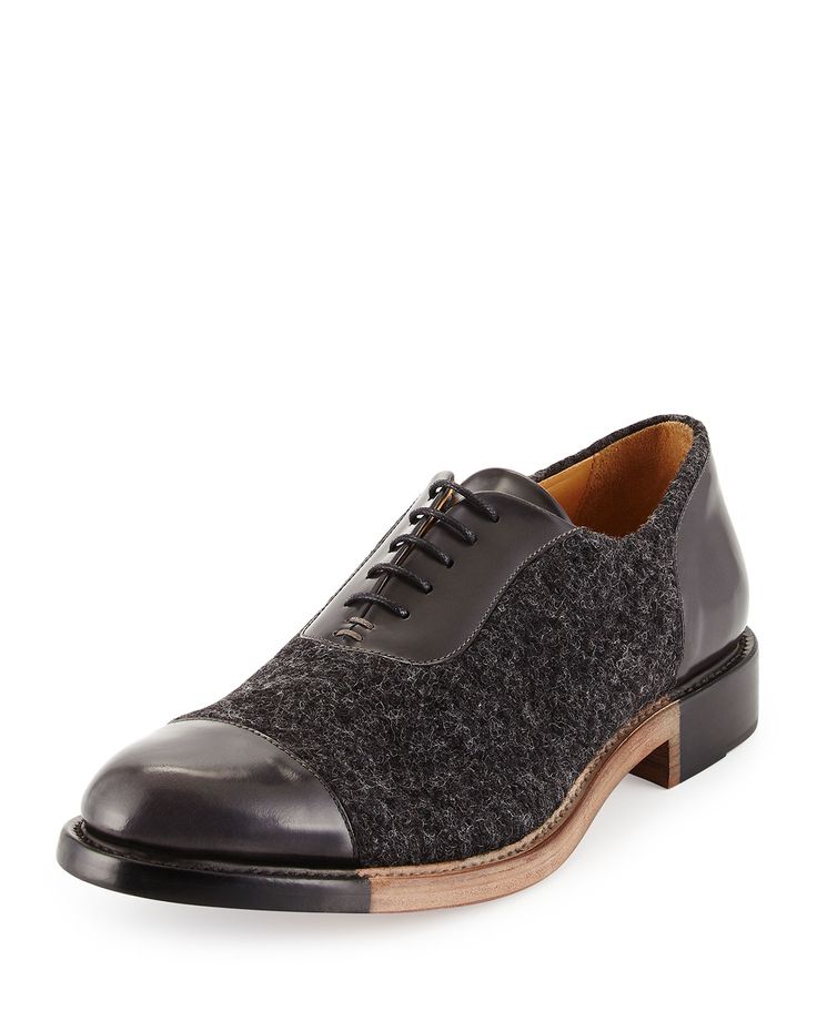 The Office of Mister Scott The Smythe, Wool & Leather Cap Toe Oxford, Carbon