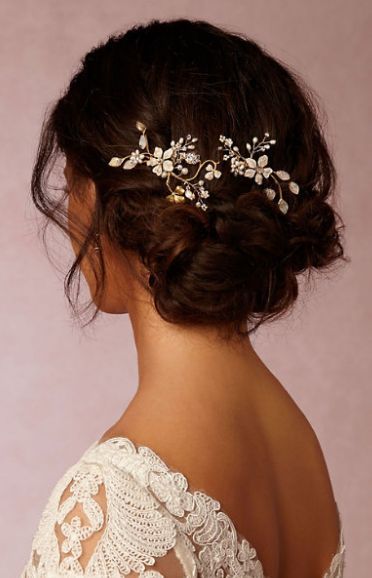 Featured Hair Accessory: BHLDN; Wedding hairstyle idea.