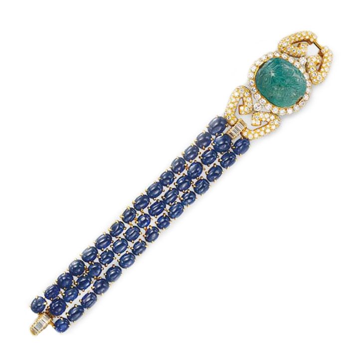 An Emerald, Sapphire and Diamond Bracelet, by Van Cleef & Arpels, circa 1975 - F...