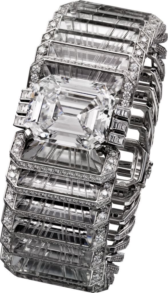 CARTIER. 'Illumination' Bracelet - white gold, one 31.16-carat D IF emerald-cut ...