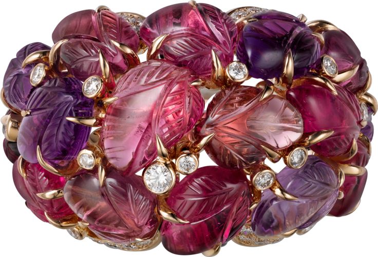 CARTIER. Ring with engraved stones, 18K pink gold, set with, amethysts, garnets,...