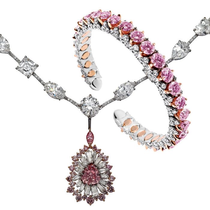 Calleija Argyle pink and white diamond Amour necklace. Moussaieff Argyle pink di...