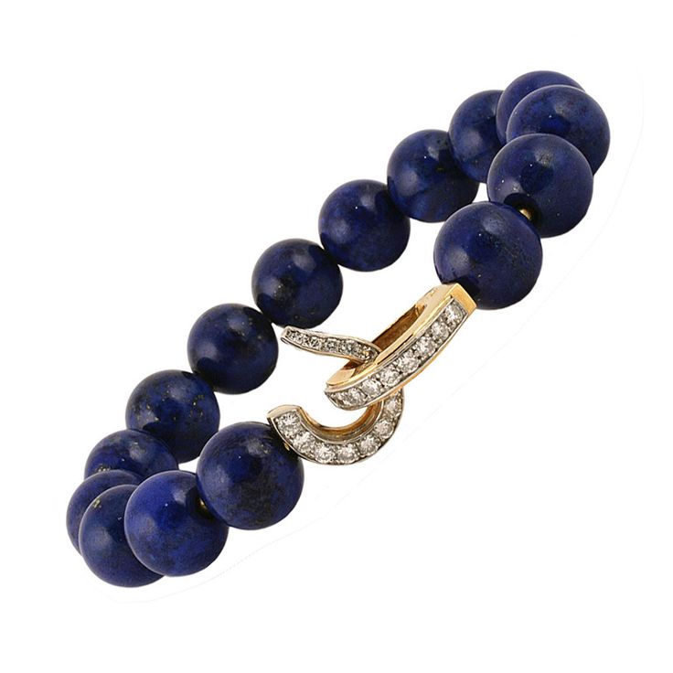Cartier Lapis Lazuli Diamond Bead Bracelet | From a unique collection of vintage...