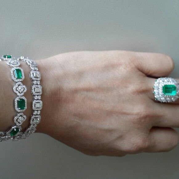 Diamonds & emerald bracelets