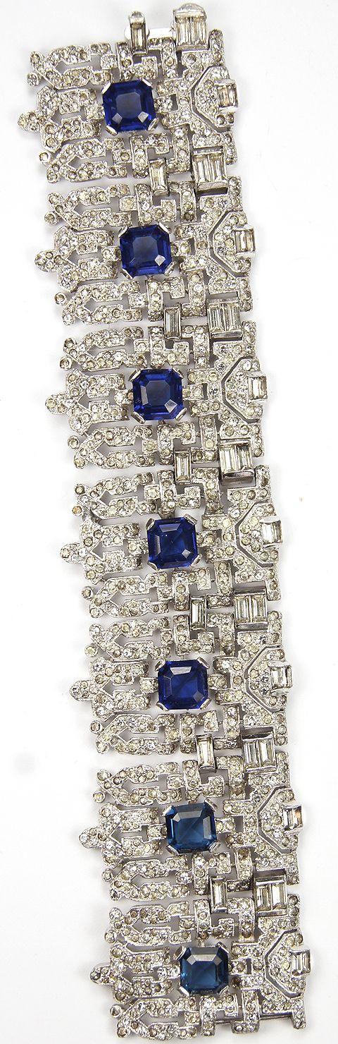 KTF Trifari 'Alfred Philippe' Pave and Baguettes Seven Shields with Sapphires 19...