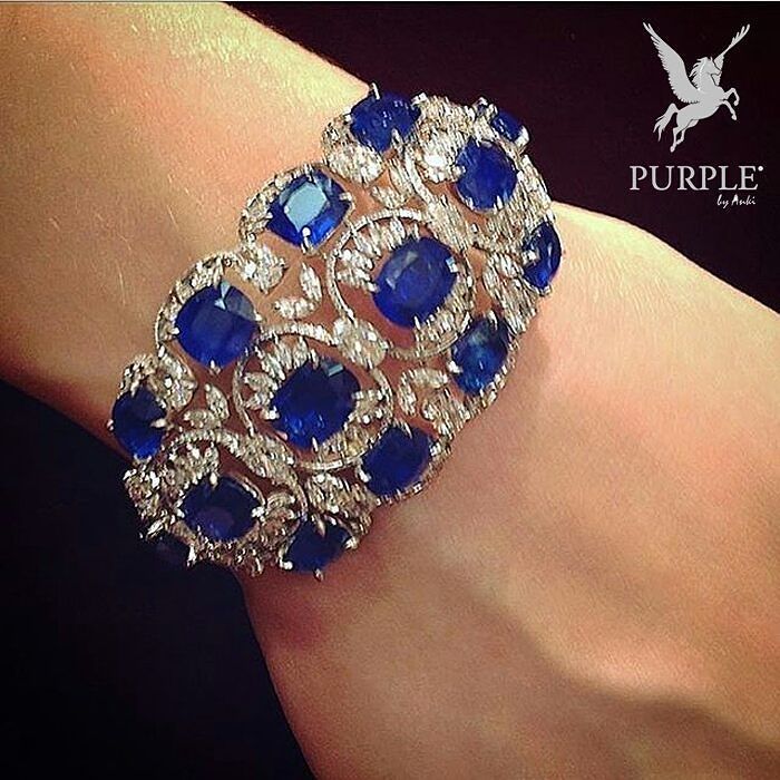 Perfectly BLUED! This Sapphire and diamond cuff by Chopard will satisfy even the...