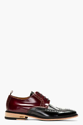 Ami Burgundy & Black Quarter Brogue Shoes for men | SSENSE