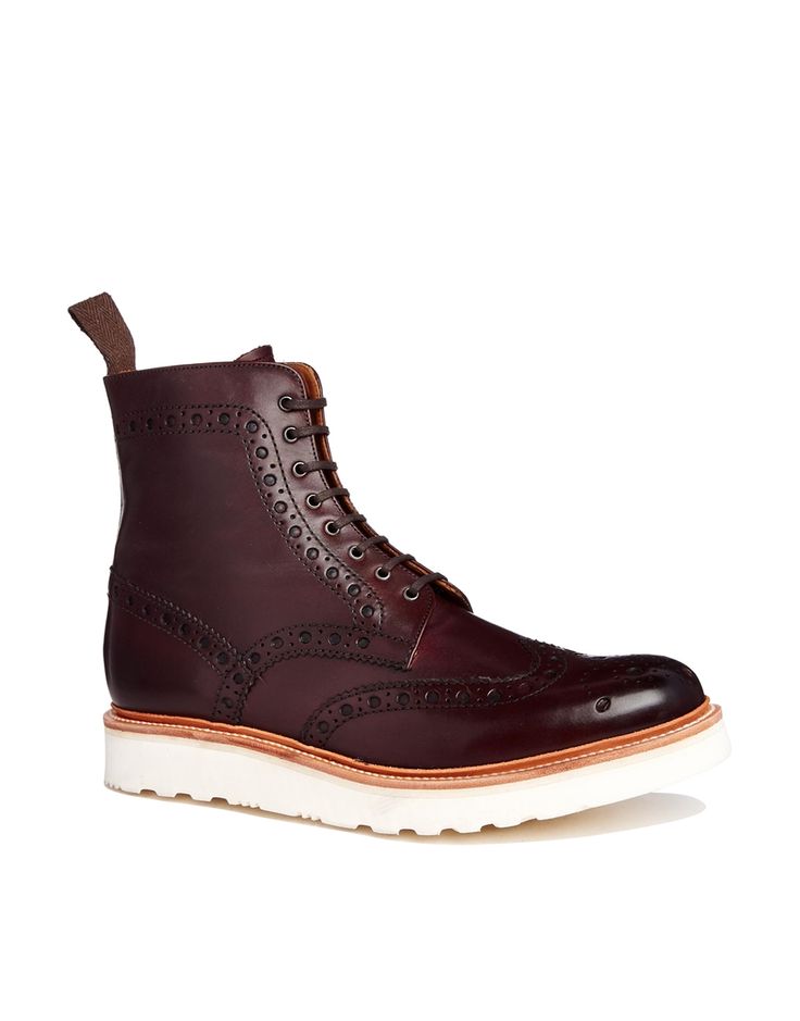 Burgundy Leather Brogue Boots by Grenson. Buy for $451 from Asos