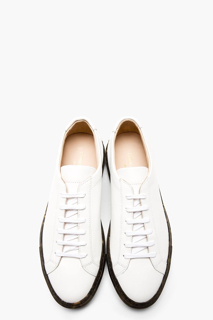 COMMON PROJECTS White Leather Camo Sole Achilles Sneakers