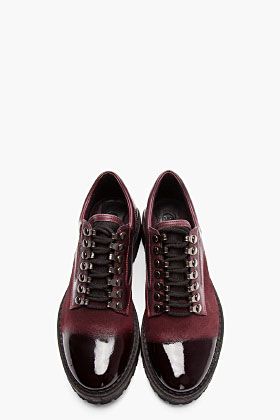 MCQ ALEXANDER MCQUEEN Oxblood Brushed Suede Polished Toe Shoes