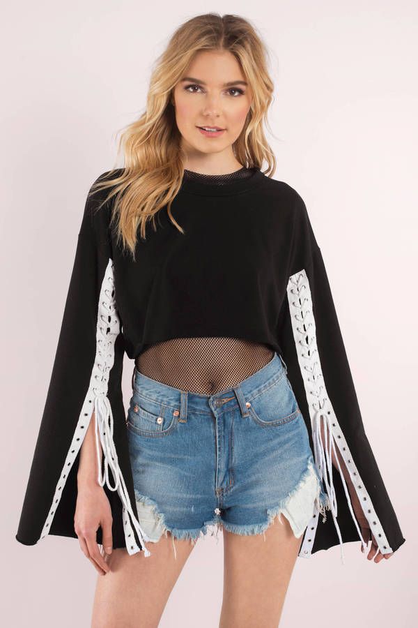 Holly Cropped Lace Up Sweatshirt