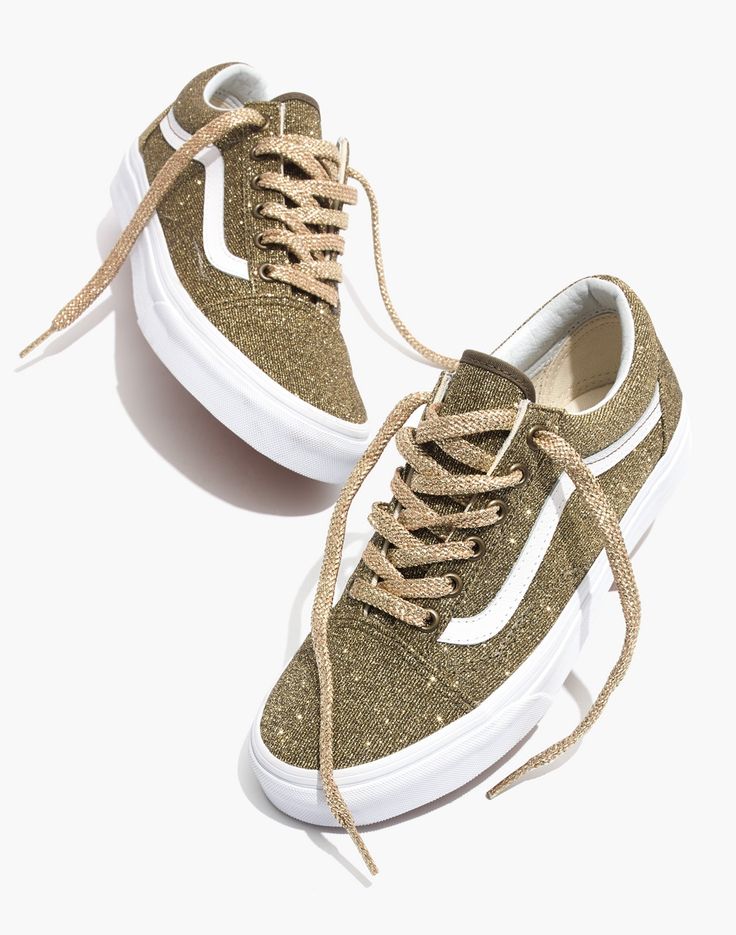 Vans Unisex Old Skool Lace-Up Sneakers in Gold Glitter
