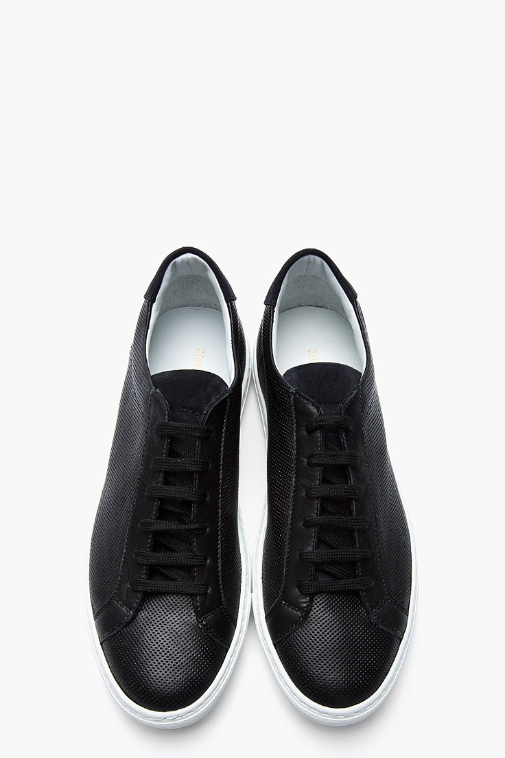 COMMON PROJECTS Black Perforated Leather Summer Sneakers