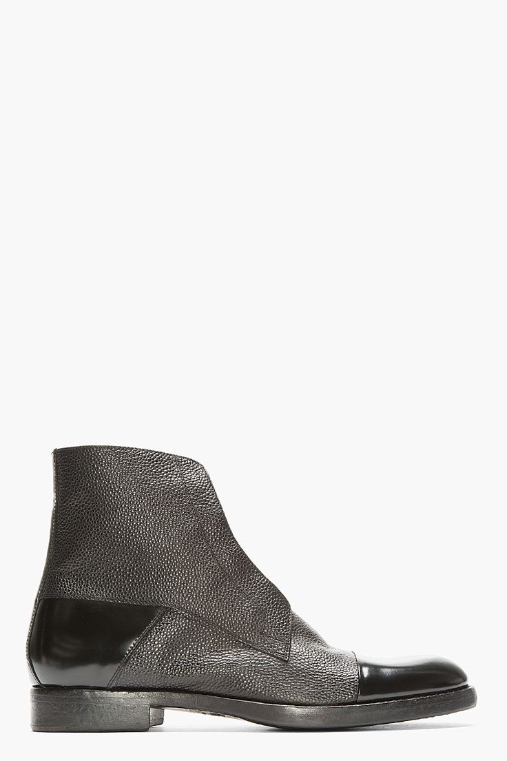 MR.HARE Black Scotchgrain & Matte Leather Boots