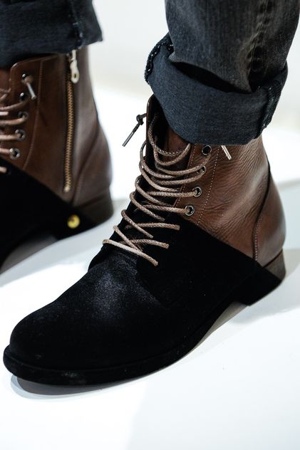 dipped black + brown shoes // Miharayasuhiro Menswear Fall Winter 2014 Paris - F...