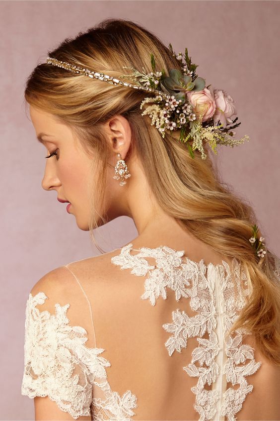 Crystal Headpiece Flower Crown Wedding Hairstyle