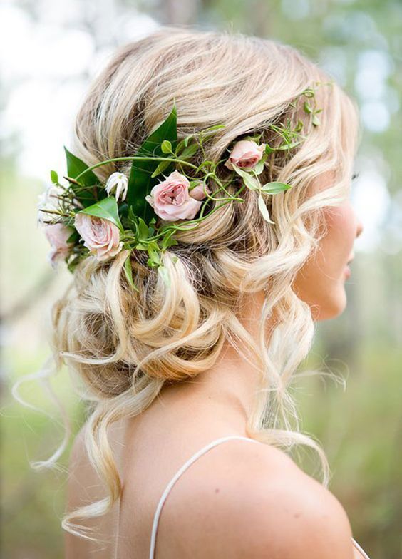 Messy Curls Flower Crown Wedding Hairstyle - MODwedding