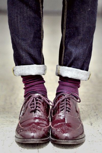 Burgundy shoes for a trendy fall look.