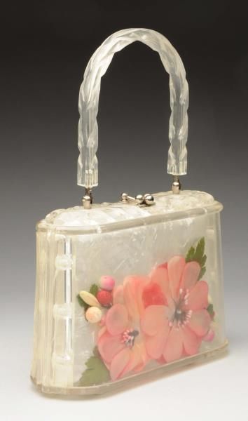Lot # : 991 - Lucite Purse with Encased Flowers.