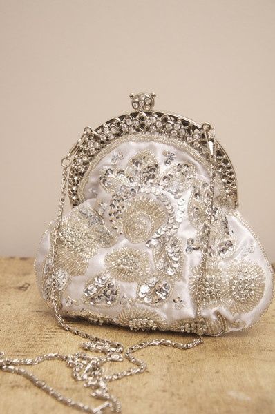 vintage silver and diamond purse - #Diamond #purse #silver #vintage