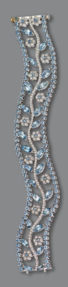 Aquamarine and diamond bracelet.