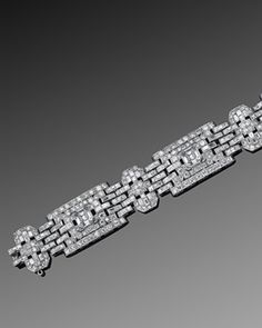 Art Deco Asscher Cut Diamond Wide Bracelet_Fred Leighton