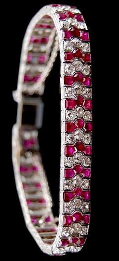 CIrca 1920's All Natural No Heat Ruby and Diamond Bracelet