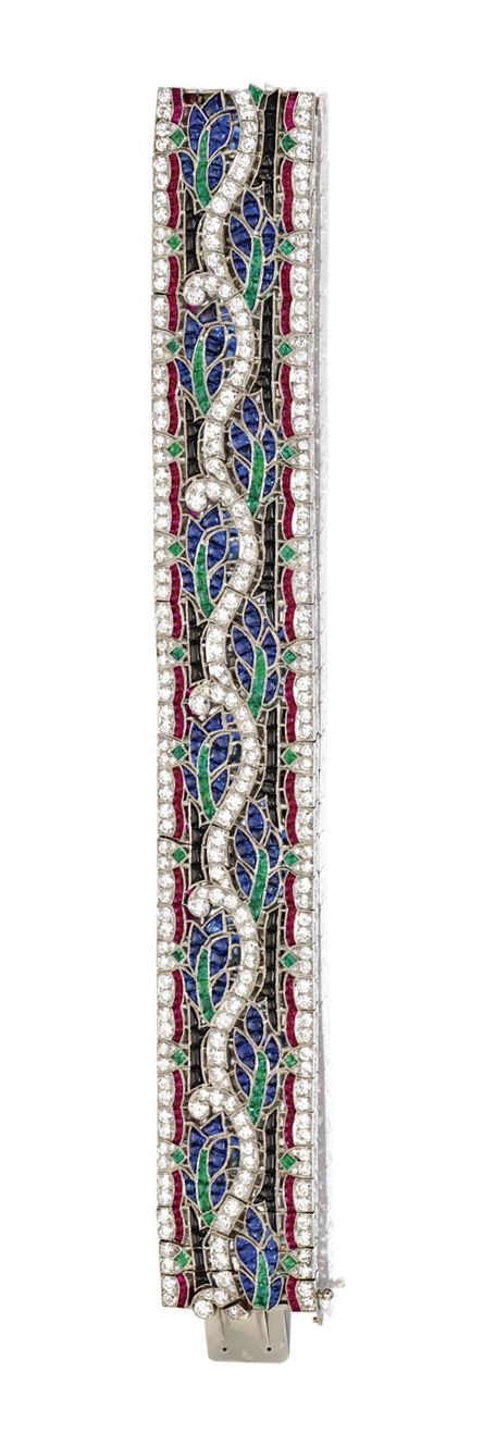 COLORED STONE AND DIAMOND BRACELET, VAN CLEEF & ARPELS, FRENCH, CIRCA 1930. Old ...