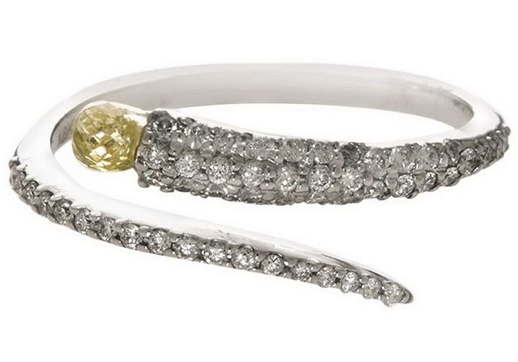 Fancy Briolite and Yellow Diamond Ring