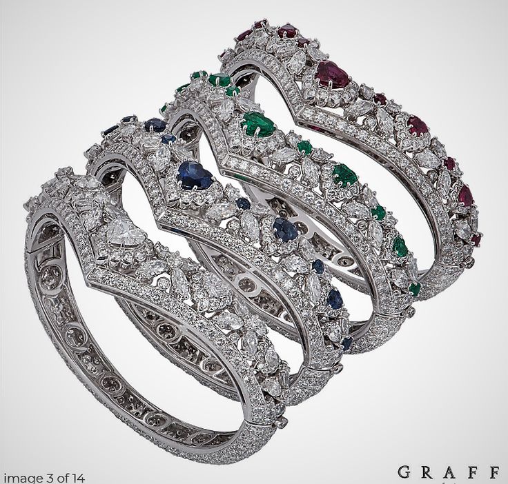 Graff White Gold Diamond, Emerald, Ruby & Sapphire Set Bangles£ 295,000.00. mm