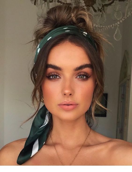 Messy hair and green scarf