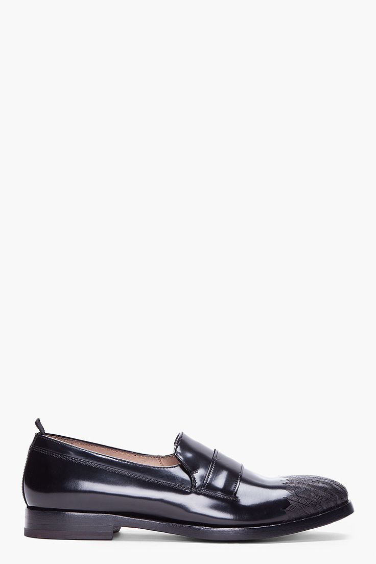ALEXANDER MCQUEEN Black Leather Feather Loafers