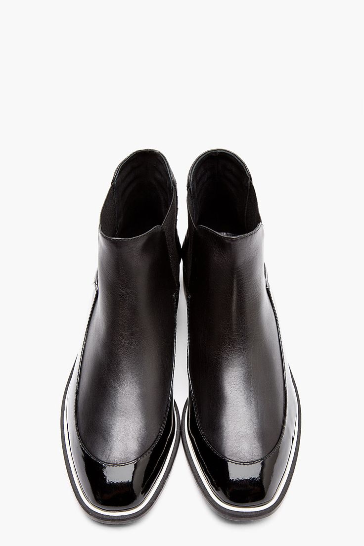 NICHOLAS KIRKWOOD Black Matte & Patent Leather Chelsea Boots