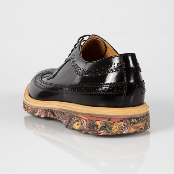 Paul Smith Shoes | Men's Black Leather Grand Marbled Brogues