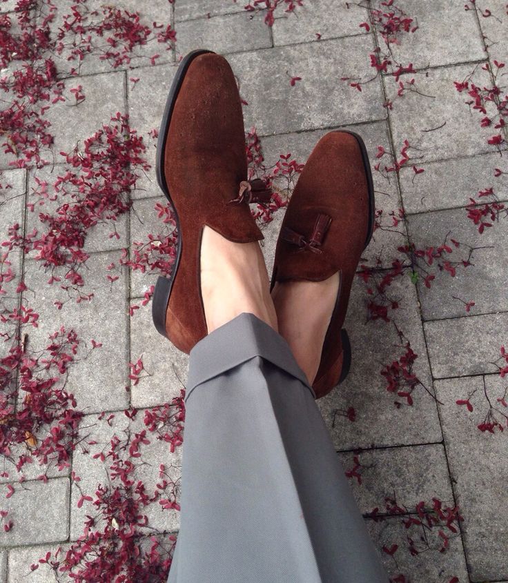 #twill #grey #trousers #tailoring #brown #tassel #shoes #menswear #footwear