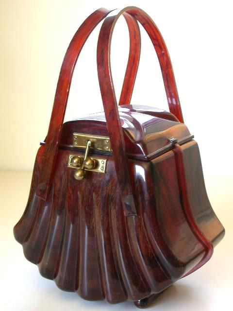Lucite Fan Shaped 1950s Handbag - Made by Ranhill Corp. - @~ Watsonette.