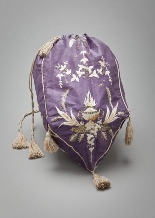 Reticule Made Of Silk Plain Weave With Sequins And Silk Embroidery - France   c....