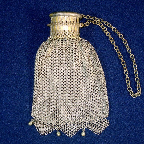 Victorian German Silver Chainmail Mesh Purse Expansion Gate Top from Copperton L...