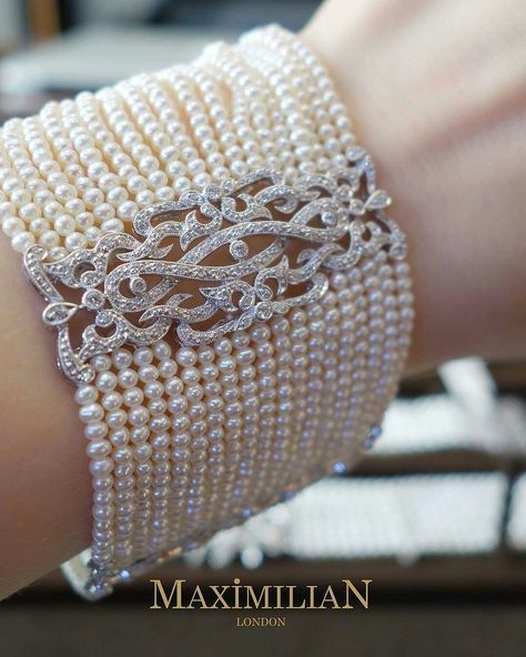 @maximilianlondon. Pearls and diamonds bracelet.