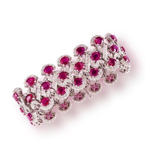 A ruby and diamond bracelet